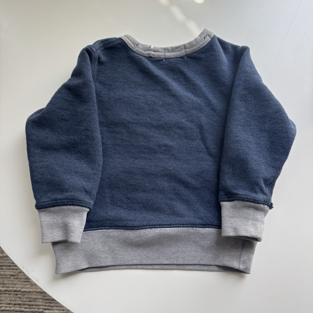 Polo Ralph Lauren Sweatshirt Kids 2T Blue Gray Colorblock Fleece Pullover Logo - Picture 5 of 10